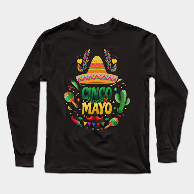 Cinco De Mayo Women Men Kids Mexican Gifts Long Sleeve T-Shirt by Peter smith